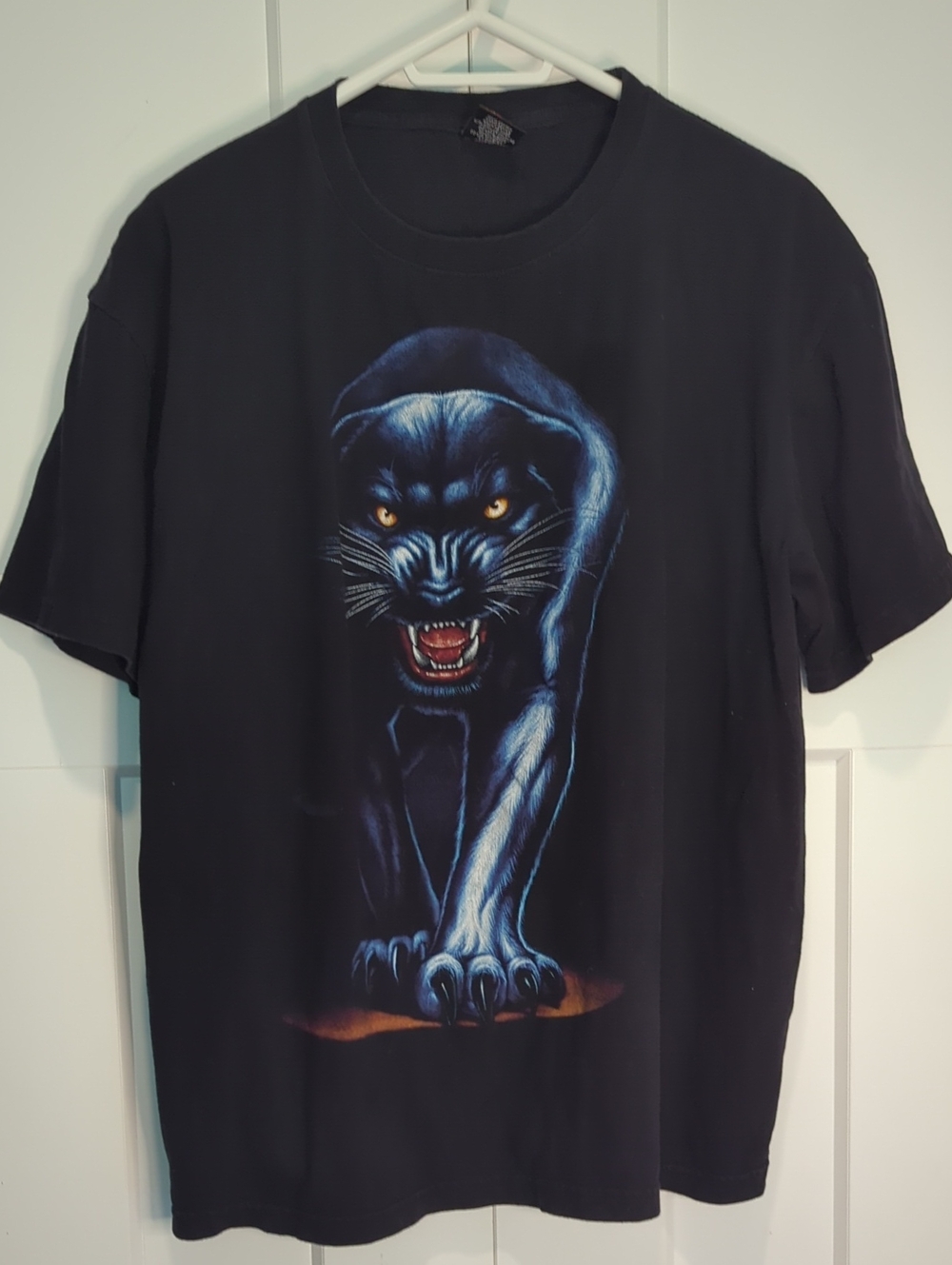 Black Graphic T-Shirt with Panther Print